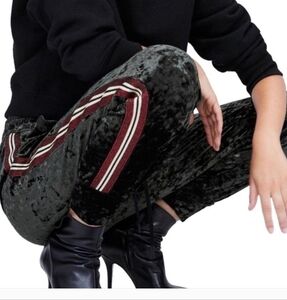 Zara Jogger Crushed Velvet Stripe Velour Track Pants Small